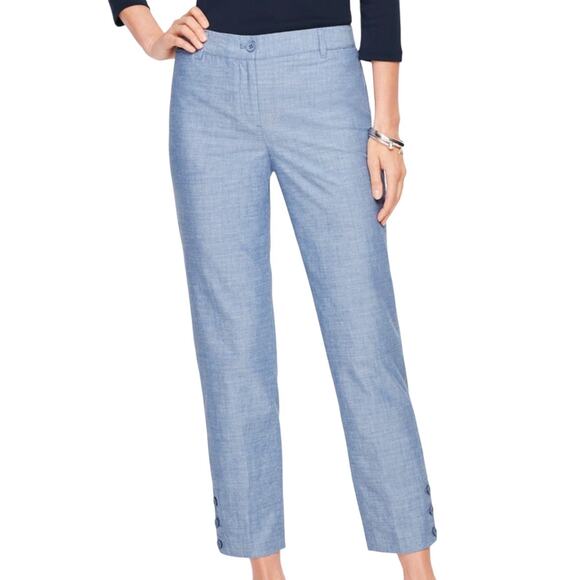 NWT Talbots Women’s Perfect Crop Pants - Chambray Blue Lightweight Size 10P - Picture 1 of 14
